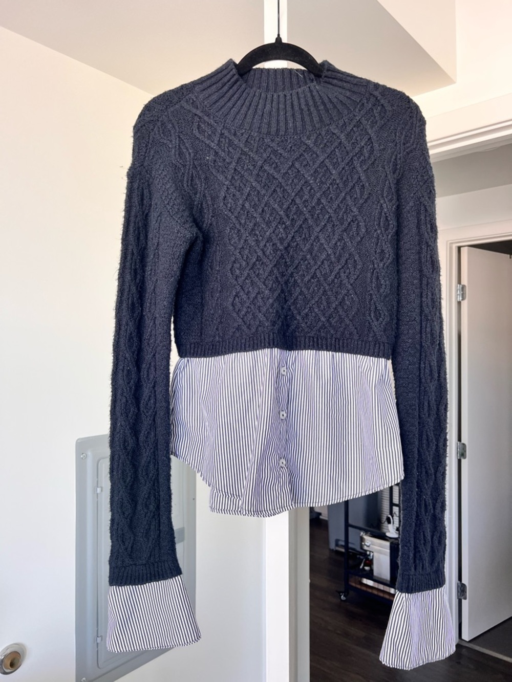 Maeve by Anthropologie Cable-Knit Layered Sweater- Size S